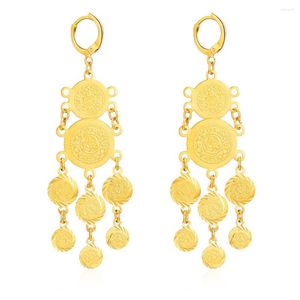 Boucles d'oreilles pendantes WANGAIYAO pièce de monnaie en métal pour femmes bijoux de mode dorés pour femmes/filles symbole arabe de cadeau de richesse