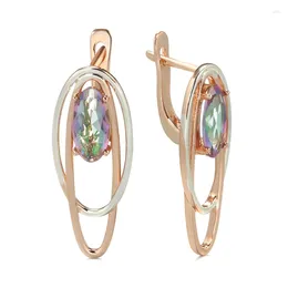 Pendientes colgantes WBMQDA Fashion Colorful Natural Circon Drop For Women 585 Rose Gold Color Modern Listy Style Jewelry Accesorios