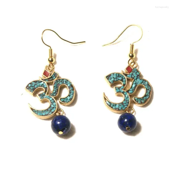 Boucles d'oreilles pendantes WEIYU mode Simple Yoga OM symbole Zen bouddhisme goutte pour les femmes Lapis Lazuli pierre boucle d'oreille bijoux à bricoler soi-même faits à la main