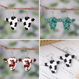 Boucles d'oreilles en peluche occidentale motif de vache de vache turquoise tête de vache de vache personnalisée doublées en bois double face cadeau en gros