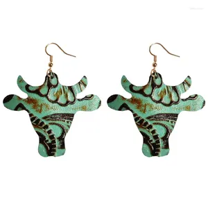 Boucles d'oreilles en peluche de style occidental Vintard Vow Leopard Cowhide Bull Head Drop Horsehair Texture en cuir Boucle d'oreille en cuir bijoux