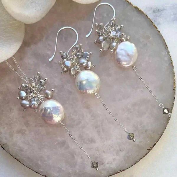 Boucles d'oreilles pendantes blanches baroques avec pendentif en grappe de perles d'eau douce Accessoires Pâques Aquaculture SAINT-VALENTIN Halloween CARNAVAL