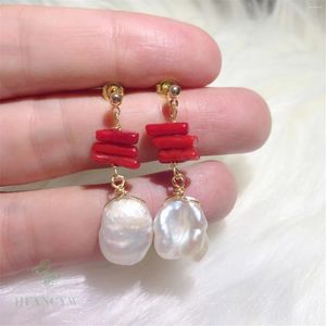 Boucles d'oreilles pendantes blanc baroque perle boucle d'oreille or oreille goutte crochet cerceau clip-on art nuptial femmes argent unisexe bohème décontracté fête fait à la main