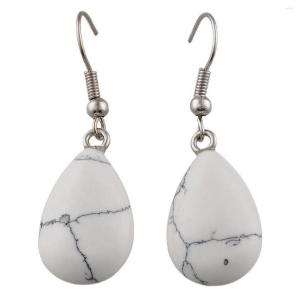 Pendientes colgantes Howlita blanca Gota turquesa Piedra de cristal curativa Joyería para mujer