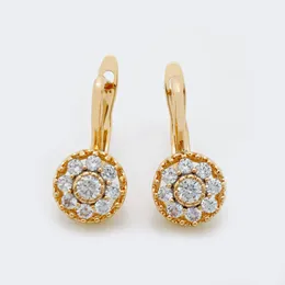 Pendientes colgantes con flor esférica blanca y circonita Natural para mujer, joyería de moda de lujo, oro rosa 585, compromiso de boda inusual