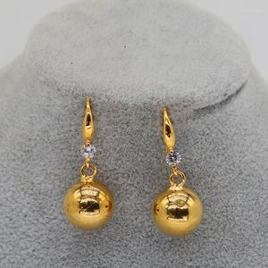 Bengelen oorbellen witte zirkoon kralenstop voor vrouwen vrouwelijke luxe ballen bruiloft sieraden 24k goud vergulde kleur kristal