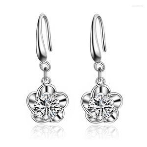 Pendientes colgantes al por mayor 12 pares púrpura transparente Zirconia cristal flor colgante gota para mujeres niñas joyería regalo