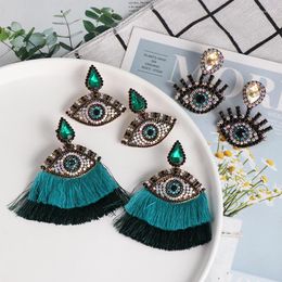 Boucles d'oreilles pendantes en gros JUJIA ethnique turc oeil perles gland pour les femmes Boho exagérer déclaration bijoux cristal boucle d'oreille