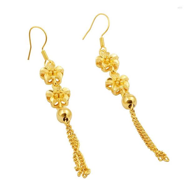 Boucles d'oreilles pendantes Prix de gros sans fondu en laiton plaqué or crochets d'oreille pour femmes long gland mode personnalité mariage papillon fleur