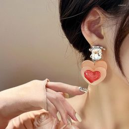 Boucles d'oreilles pendantes WLP dégradé rose coeur forme résine goutte pour les femmes cristal oreille goujon mode coréenne boucle d'oreille bijoux Y2k accessoires