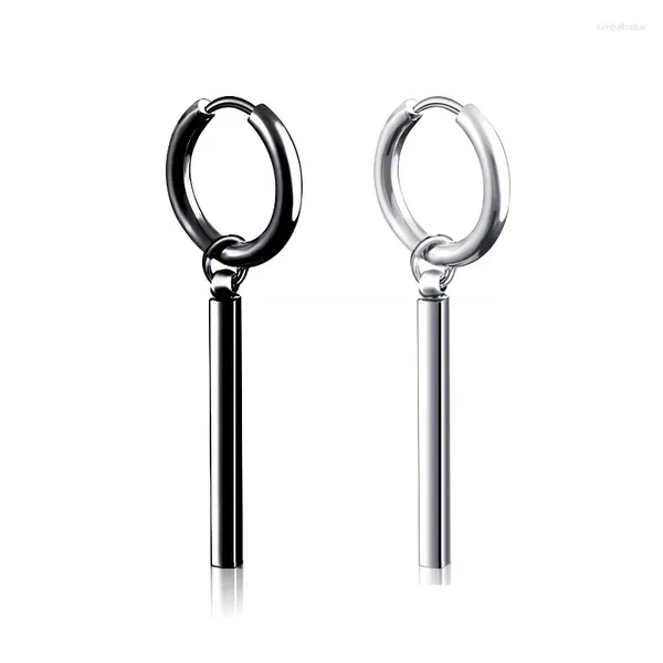 Boucles d'oreilles en pendaison d'oreilles wlp punk long stick pendant oreille Clip étalon pour hommes titanium acier noir argent couleur hip hop drop boucle oreille bijoux