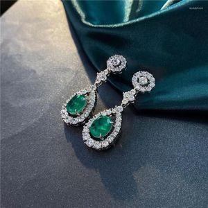 Dange oorbellen Woman's 925 Sterling gemaakt Emerald Water Drop Earring topkwaliteit luxe accessoire klassieke fijne sieraden