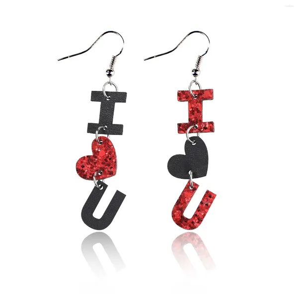 Boucles d'oreilles pendantes en cuir PU pour femme, cœur, personnalité, légères, à la mode, cadeau de saint valentin