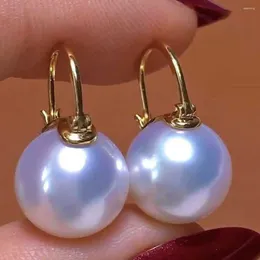 Boucles d'oreilles pendantes pour femmes, 12MM, coquille blanche, perle, crochet 18k, bricolage, mode pâques, fête du poisson, carnaval, noël