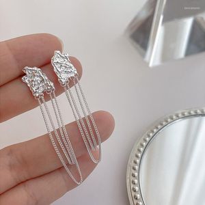 Boucles d'oreilles pendantes femmes mode couleur argent lave glands longue chaîne Unique charme 2023 tendance femme bijoux cadeaux