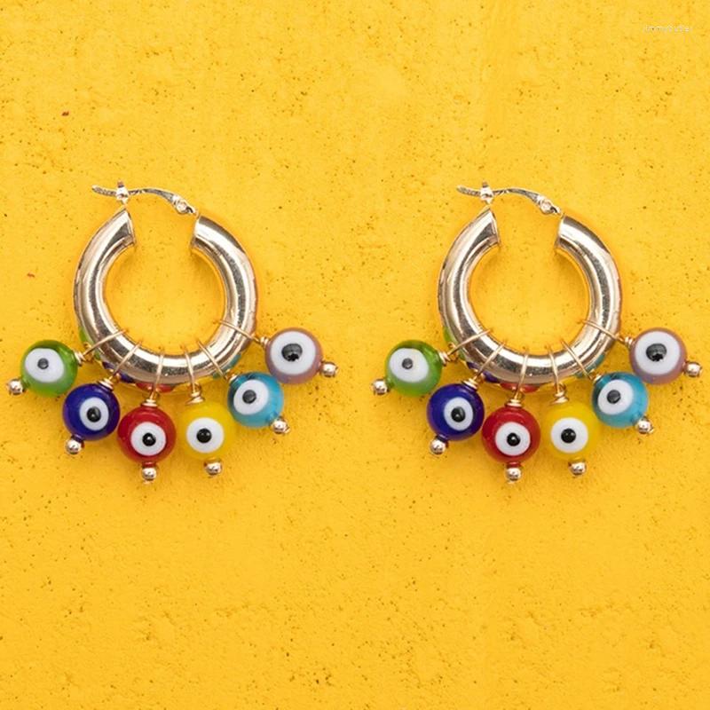 Dangle Earrings Women Charm Pearl Pendant Hip-Hop Unique Colored Eye Beads Decoration Exaggerated Jewelry Kolczyki Damskie 2023