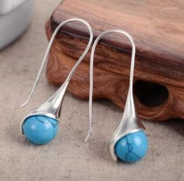 Pendientes colgantes para mujer, joyería en forma de gota, Pendientes Brincos, Pendientes, gema rosa verde Natural, gancho de plata 925 de la suerte Oriental