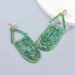 Boucles d'oreilles pendantes pour femmes, accessoires de bijoux simples et élégants, strass acryliques géométriques, perles en résine, goutte de bohème pour femmes