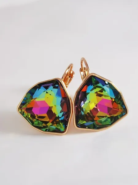 Pendientes colgantes grandes para mujer, joyería de boda para fiesta femenina, aretes triangulares de colores dorados de alta calidad, bisutería de Navidad, regalo