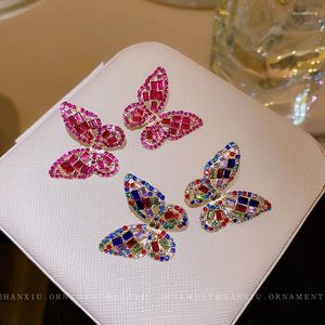 Pendientes Colgantes Mujer Romántico Hueco Mariposa Pendiente De Moda Colorido Zirconia Cúbica Joyería Vintage Delicados Charms Accesorios