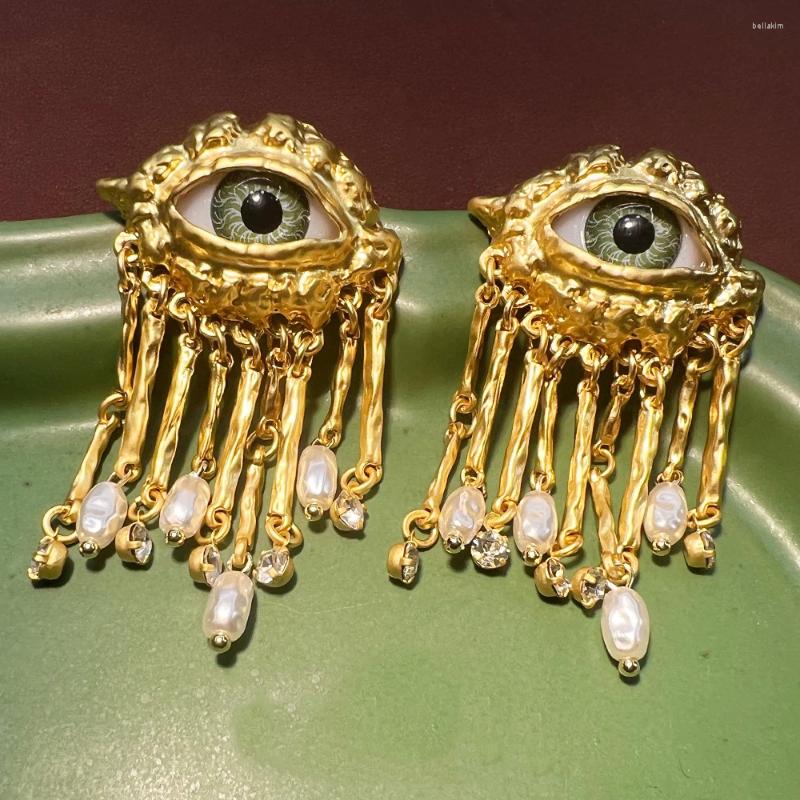 Baumelnde Ohrringe für Damen, Vintage-Augen-Ohrring, übertrieben, trendiger Barock-Stil, imitierter Perlenschmuck, zarter Quasten-Schmuck