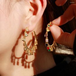 Boucles d'oreilles pendantes en Zircon pour femmes, couleur, mode, cuivre exagéré, plaqué or, Style de célébrité, vente en gros