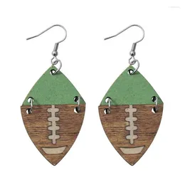 Boucles d'oreilles en peluche football en bois 2024 bijoux pour femmes sport