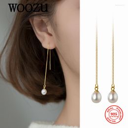 Bengelen oorbellen woozu echt 925 sterling zilveren natuurlijke barokke pareloorlijn voor vrouwen feestmode 18k goud vergulde sieraden geschenken