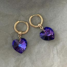 Boucles d'oreilles pendantes WPB S925 en argent Sterling Zircon violet coeur diamants goutte femmes à haute teneur en carbone bijoux de luxe cadeaux