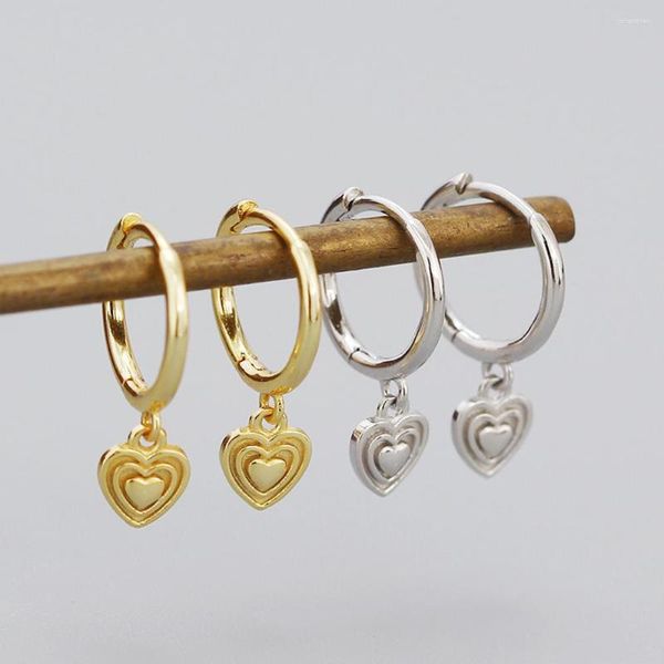 Pendientes colgantes WPB S925 círculo de plata esterlina dulce corazón mujeres K chapado en oro joyería de lujo regalo fiesta banquete de graduación