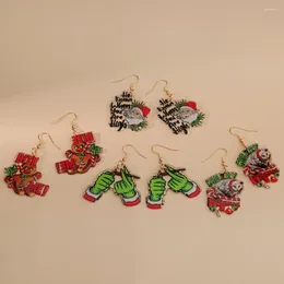Boucles d'oreilles pendantes XEDZ créatif noël acrylique arbre gants vieil homme pendentif mode fête bijoux accessoires cadeau