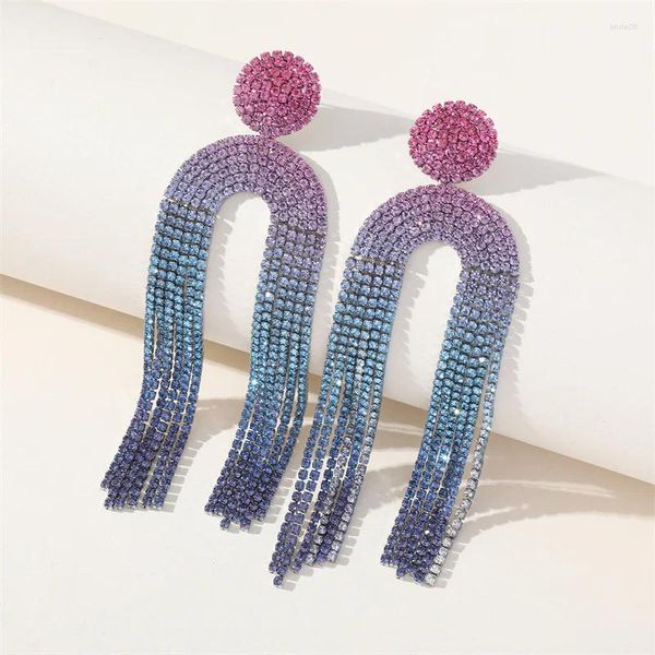 Pendientes colgantes XIALUOKE Usa borla cristal geométrico para mujer Vintage Full Rhinestone gota joyería de moda
