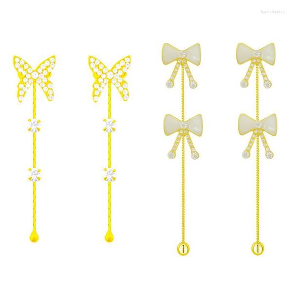 Boucles d'oreilles pendantes XiaoboACC 925 argent aiguille nœud papillon gland pour femmes filles luxe papillon goutte oreille bijoux