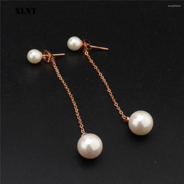 Boucles d'oreilles pendantes XLNT, tendance, élégantes, grandes perles simulées, longues perles, chaîne, goutte pour cadeau de fête de mariage