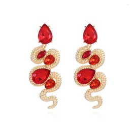 Boucles d'oreilles pendantes XUYE personnalisé rétro-alliage verre serpent exagéré longue couleur strass Animal femme bijoux de mode