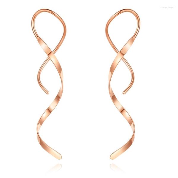 Pendientes colgantes XXFD de acero inoxidable, línea de oreja, enhebrador en espiral Irregular, joyería de fiesta para niña