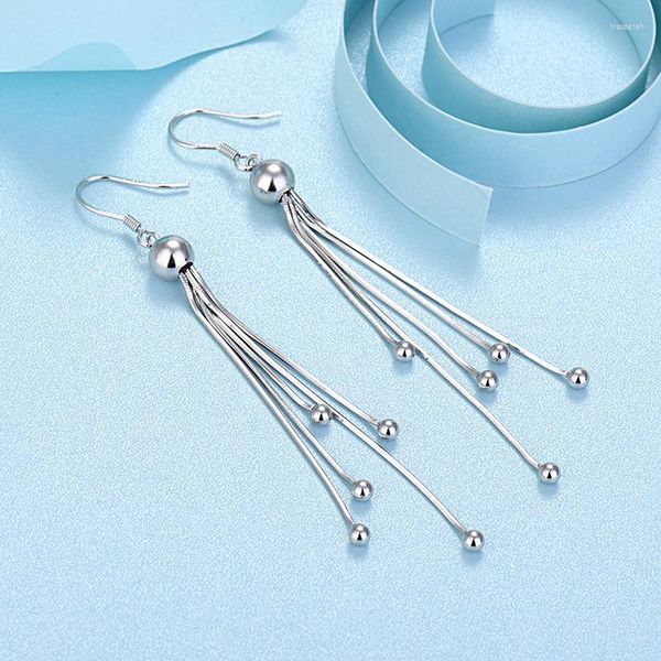 Pendientes colgantes Y2k de Plata de Ley 925 con cuentas de borla románticas para mujer, accesorios de moda para fiesta y boda, joyería, regalos de Navidad