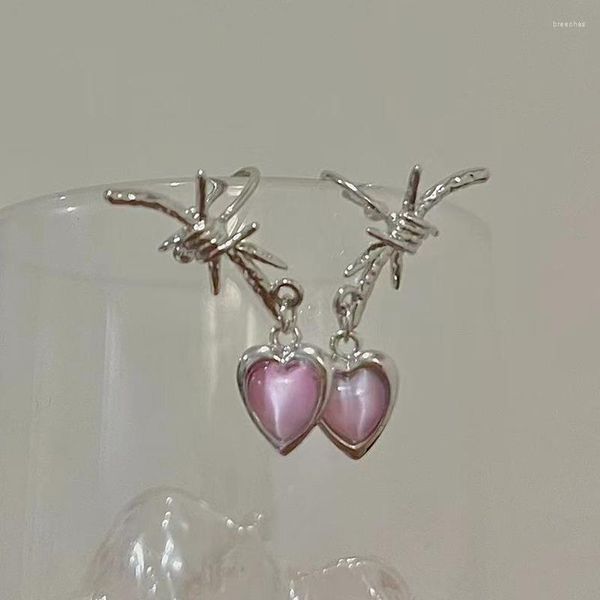 Boucles d'oreilles pendantes Y2K bijoux rose coeur épine pour les femmes mode Vintage Punk Hip Hop coréen charme 90s esthétique cadeau