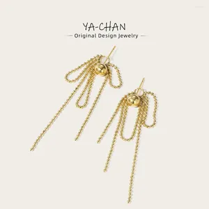 Boucles d'oreilles pendantes YACHAN 18K plaqué or en acier inoxydable gland goutte pour les femmes simple métal Texture boucle d'oreille à la mode bijoux cadeau