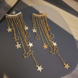 Boucles d'oreilles pendantes YAOLOGE fée charmante Bling doré glands étoiles longue fête mode bijoux pour femmes Brincos 2023