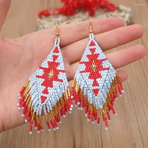 Pendientes colgantes YASTYT con cuentas para mujer, estilo nativo, étnico, Miyuki, cuentas de semillas, anillo para oreja, flecos, borla, pendiente, joyería para mujer