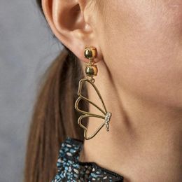 Boucles d'oreilles pendantes YC-UPGO 2024, Vintage, boule de cristal, cadre en forme de papillon, pendentif pour femmes, bijoux cadeau, vente en gros