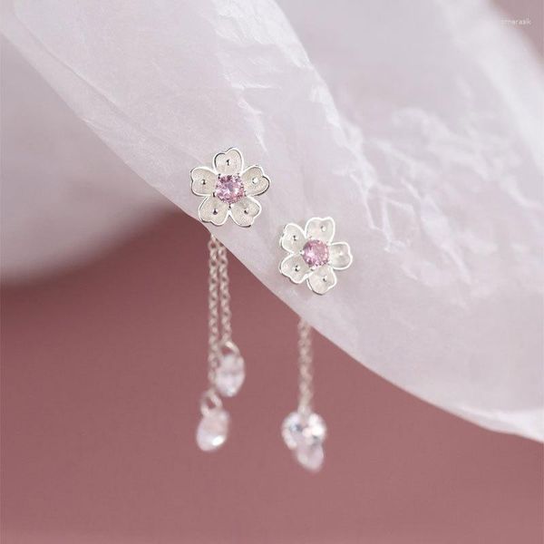 Boucles d'oreilles pendantes YC4365E S925 Silver Delicacy Fashion Street Snap Series Pink Zircon Cherry GIRL'S Gift Party WOMEN'S Jewelry