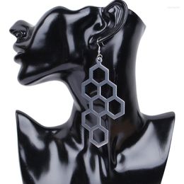 Bengelen oorbellen ydydbz honingraat vorm grote druppel voor vrouwen punkstijl metaal hangende oorring gotische sieraden bohemian ooraccessoires