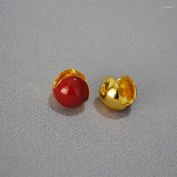 Pendientes colgantes Año Festivo Rojo Acacia Bean Bola de vino Hebilla de oreja de doble cara Temperamento Personalidad simple Mujer