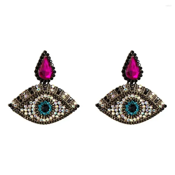 Pendientes colgantes con forma de gota de cristal y ojo amarillo, borla con flecos grandes bohemios para mujer, joyería larga con estilo de boda