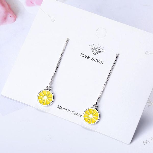 Boucles d'oreilles pendantes jaune citron pour femmes, personnalité créative goutte de fruits tempérament doux, mode coréenne, bijoux ligne d'oreille cadeaux