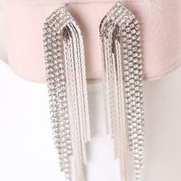 Boucles d'oreilles pendantes YFJEWE conception italienne Super-long strass gland pour les femmes argent chaîne goutte fête cadeau vente E097