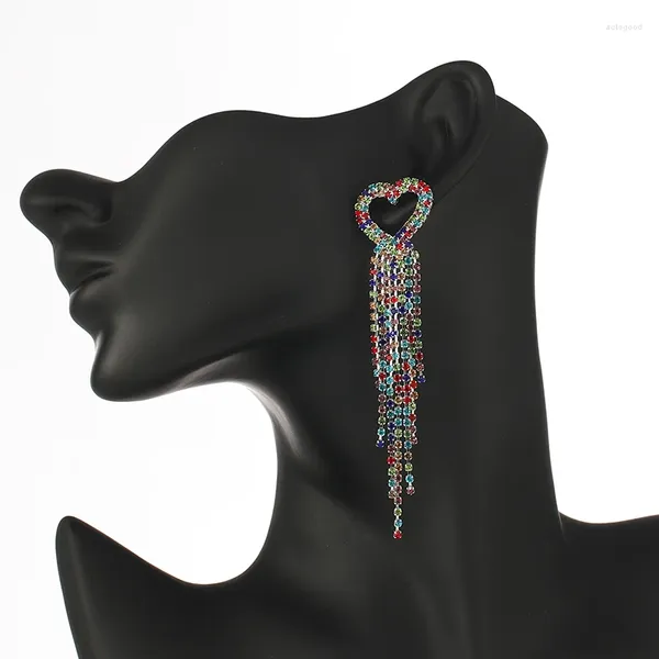 Boucles d'oreilles pendantes YFJEWE luxe Multi couleur strass cristal mariée pour les femmes larme grand bijoux de noël E638