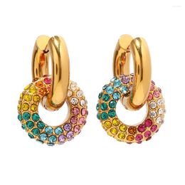 Boucles d'oreilles pendantes Youthway, Donut rond coloré exquis, haute qualité, Texture couleur or, Bijoux élégants pour Femme, 2024